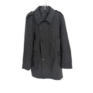 French Connection Men's Charcoal Gray Wool Blend Peacoat XXL
